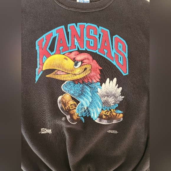 Vintage‎ retro 90's KU University of Kansas Jayhawks sweatshirt Salem unisex - Picture 2 of 7